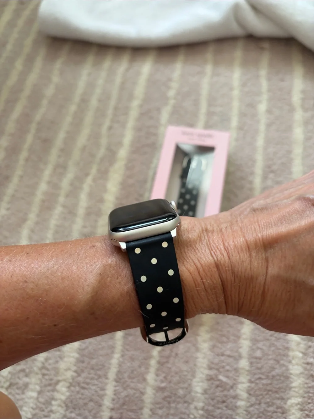 Kate Spade New York Black and White Polka Dot Silicone Apple Watch Strap